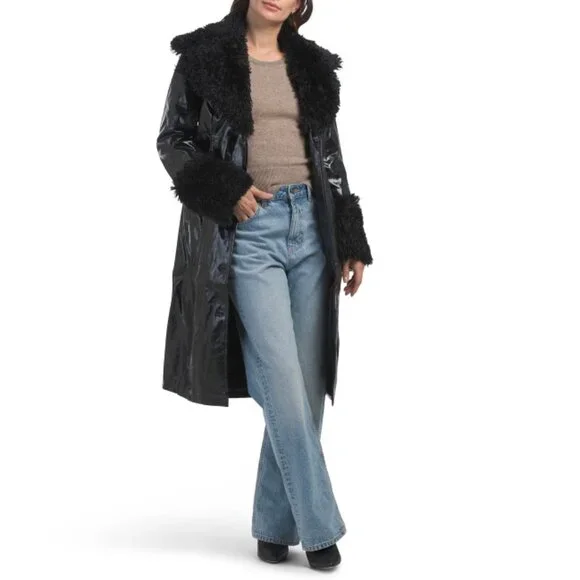 Avec Les Filles Jackets Coats Avec Les Filles Black Faux Fur